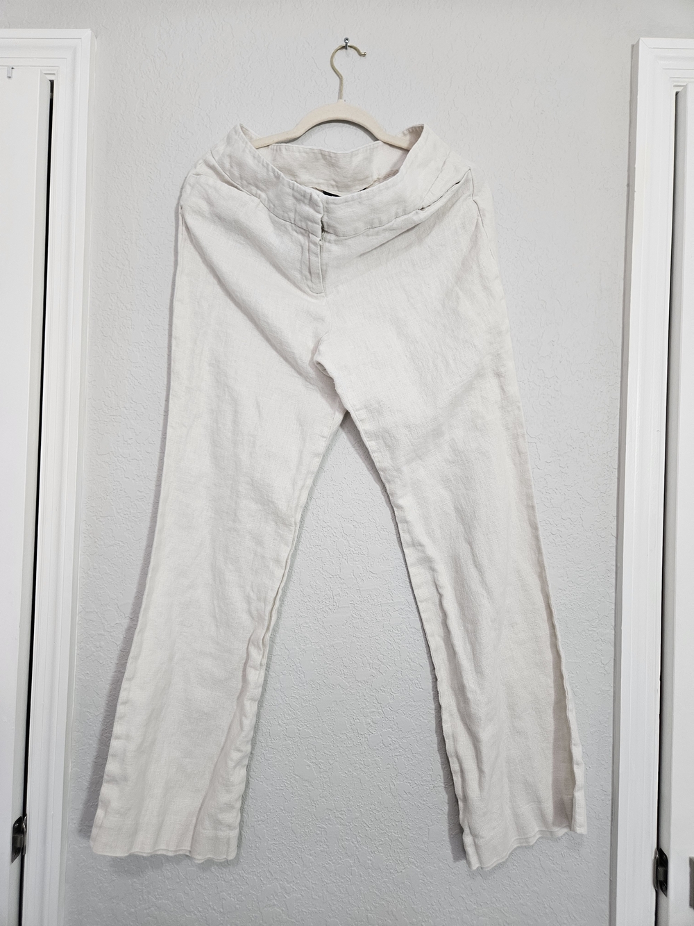 Premise Light Cream Wide-Leg Linen Pants